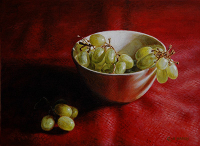 Image of painting 'Still life with bowl of grapes'