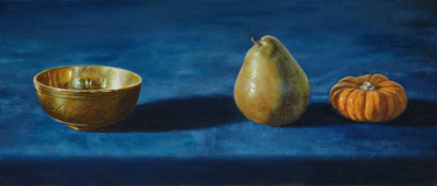 Painting: Still life on blue velvet